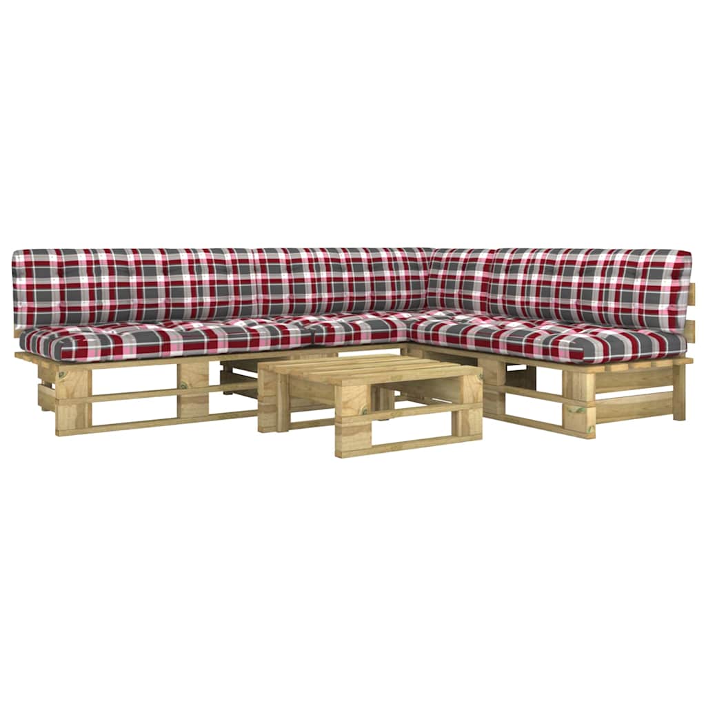 Set Divani in Pallet con Cuscini 4 pz in Pino Impregnato Verde