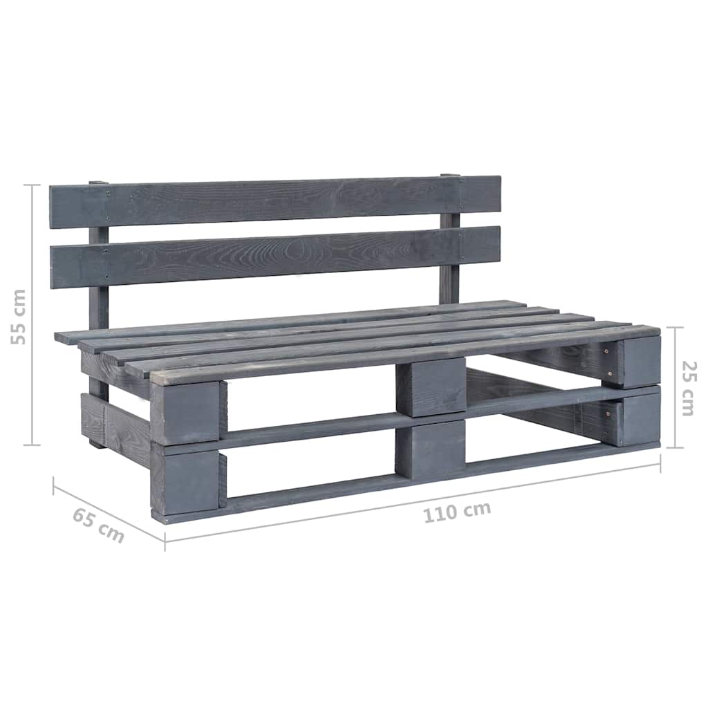 Set Divani in Pallet con Cuscini 4 pz in Pino Impregnato Grigio