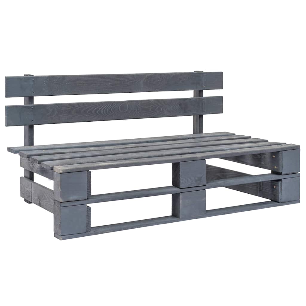 Set Divani in Pallet con Cuscini 4 pz in Pino Impregnato Grigio