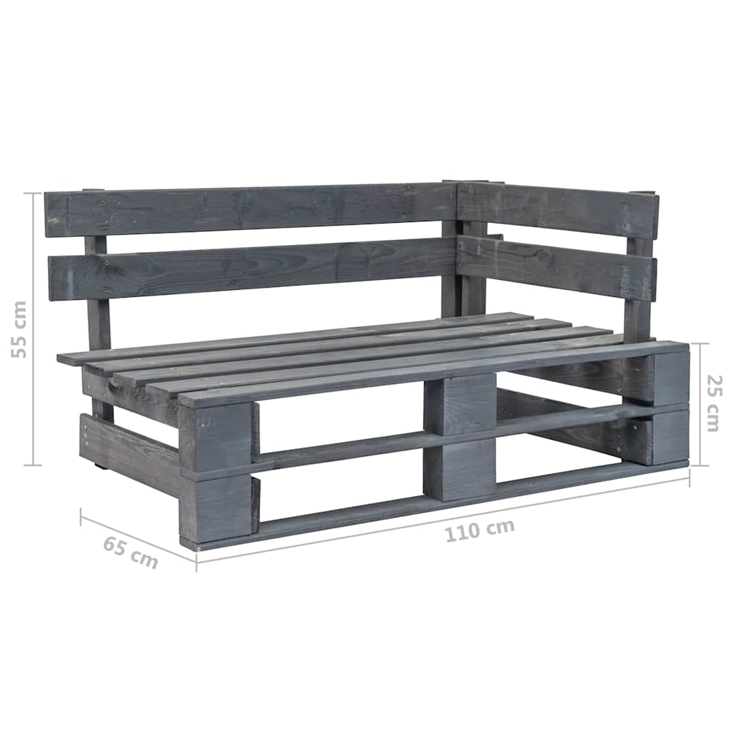 Set Divani in Pallet con Cuscini 4 pz in Pino Impregnato Grigio