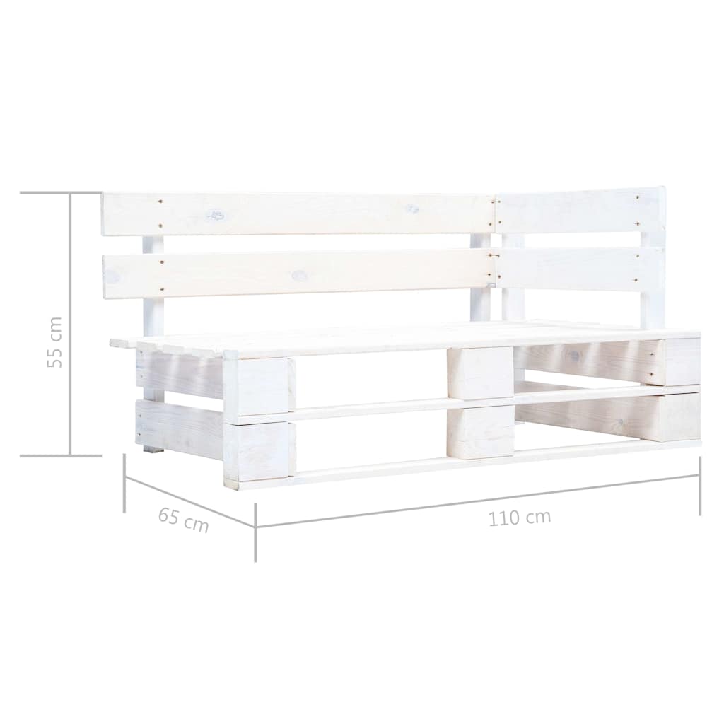 Set Divani in Pallet con Cuscini 4 pz in Pino Impregnato Bianco