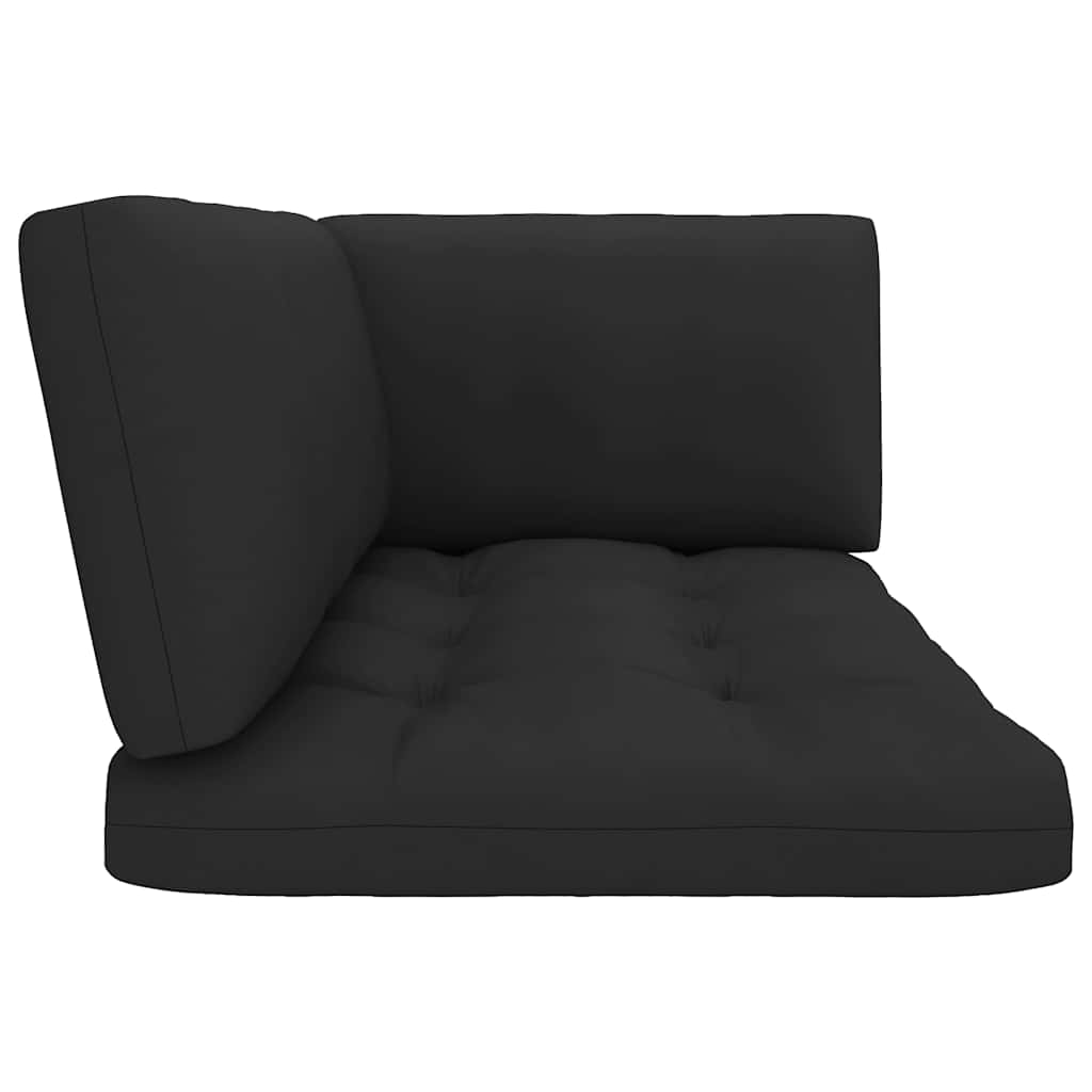 Set Divani in Pallet con Cuscini 4 pz in Pino Impregnato Nero