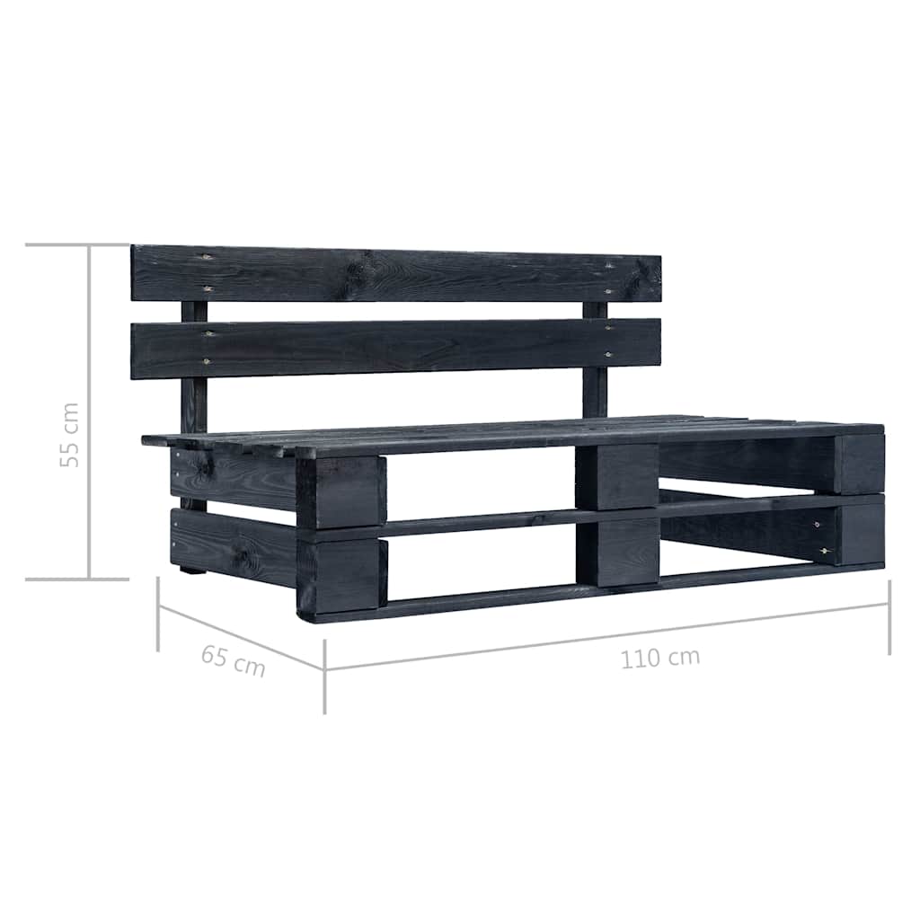 Set Divani in Pallet con Cuscini 4 pz in Pino Impregnato Nero