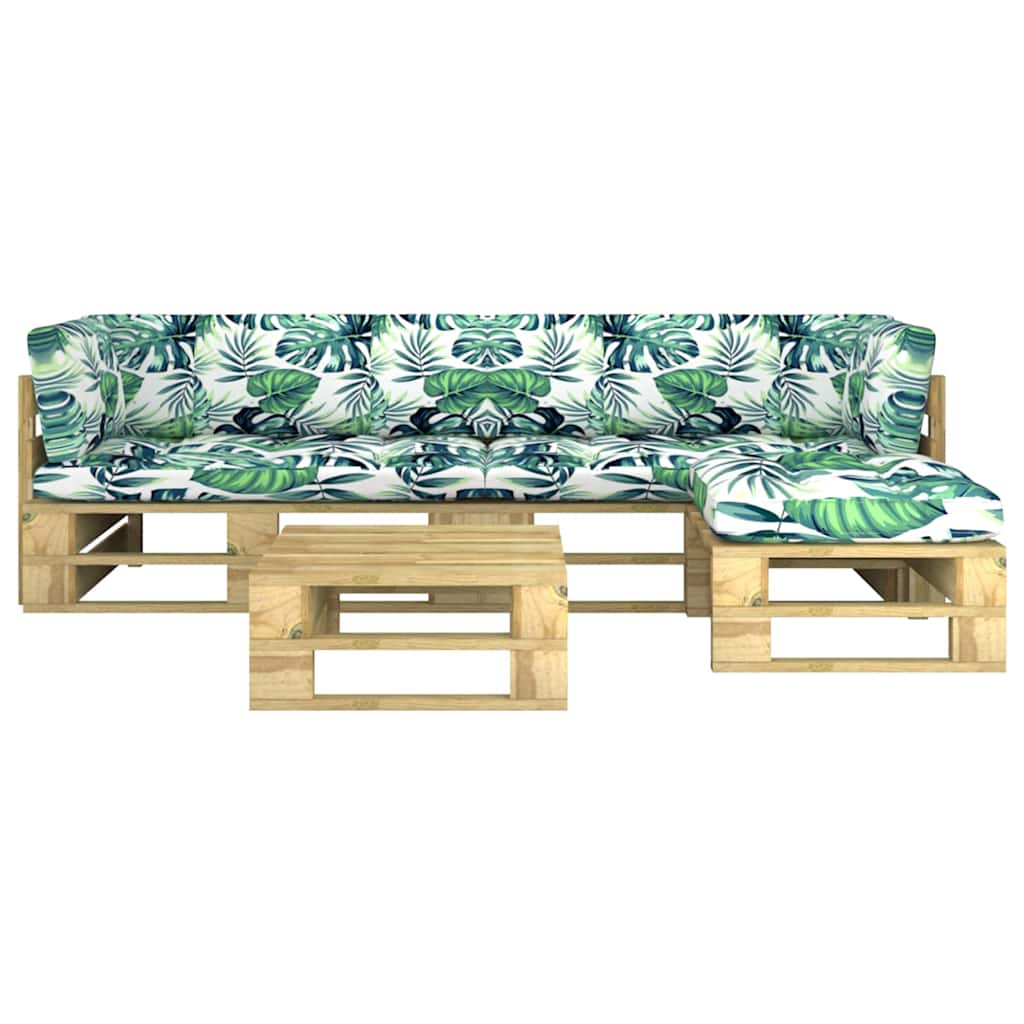 Set Divani in Pallet con Cuscini 4 pz in Pino Impregnato Verde