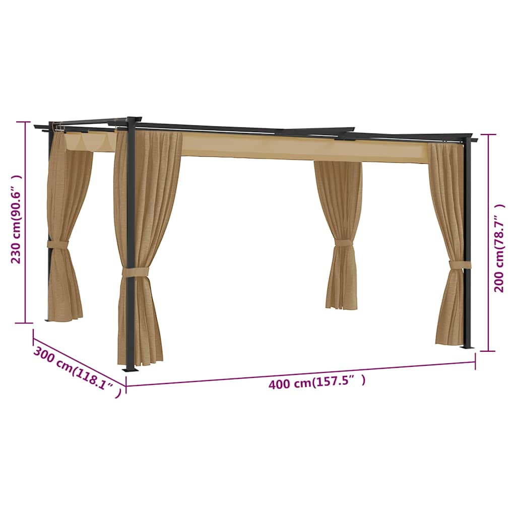 Gazebo 4x3 m Grigio Talpa