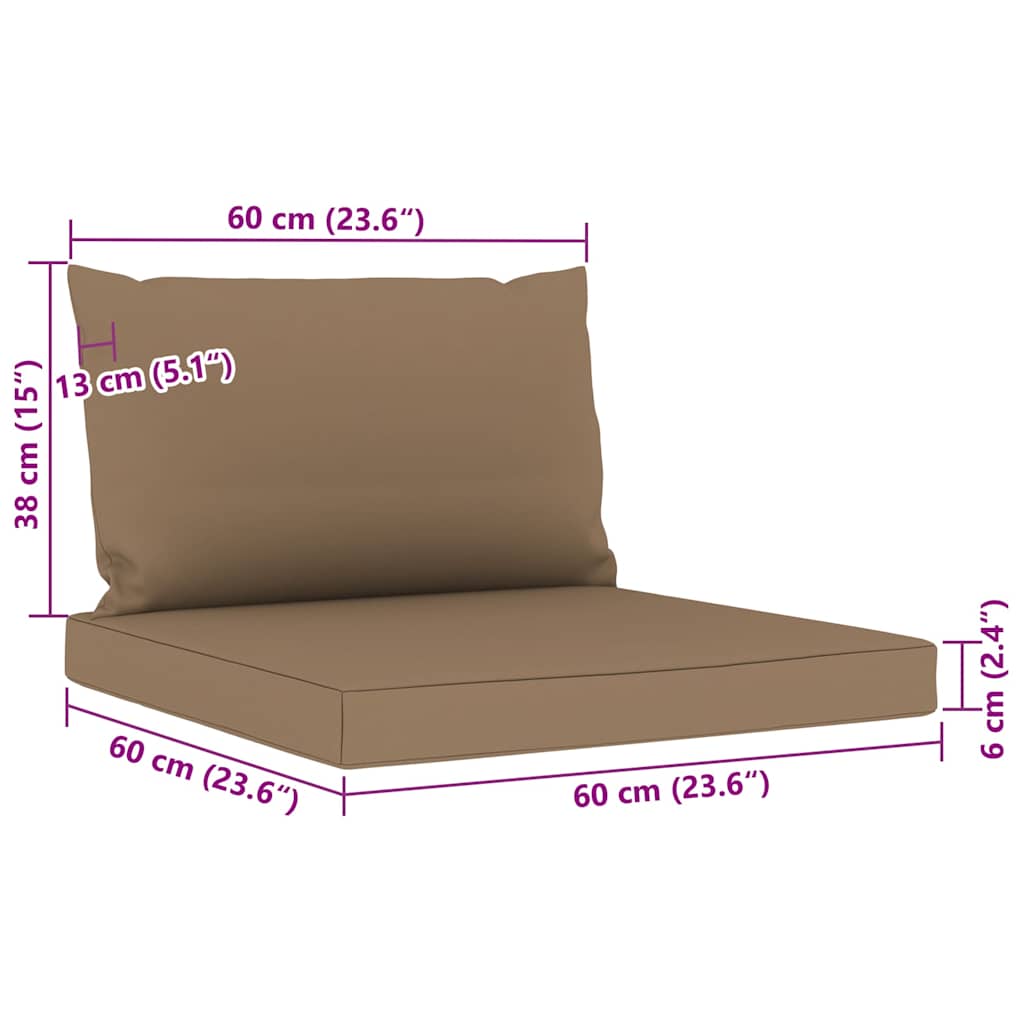 Set Salotto da Giardino 6 pz con Cuscini Tortora