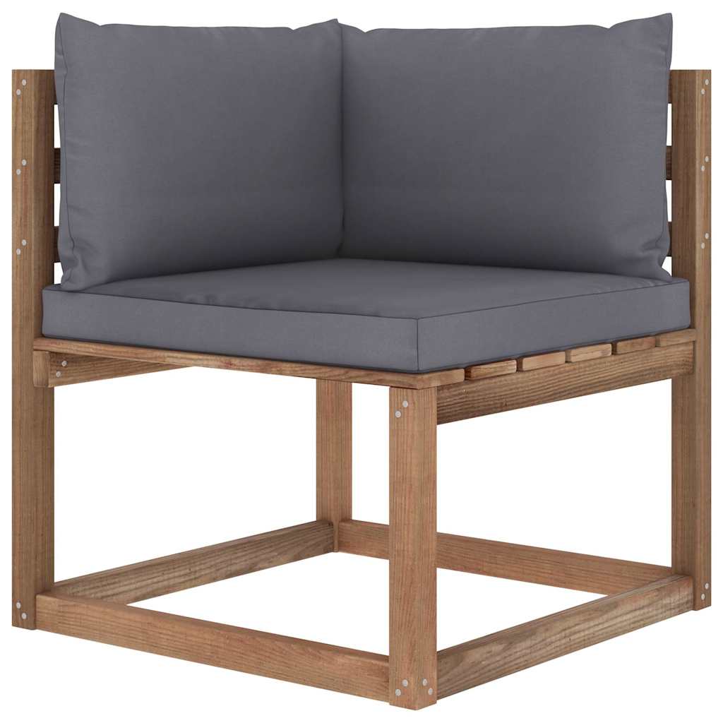 Salotto da Giardino in Pino con Cuscini Antracite 6 pz