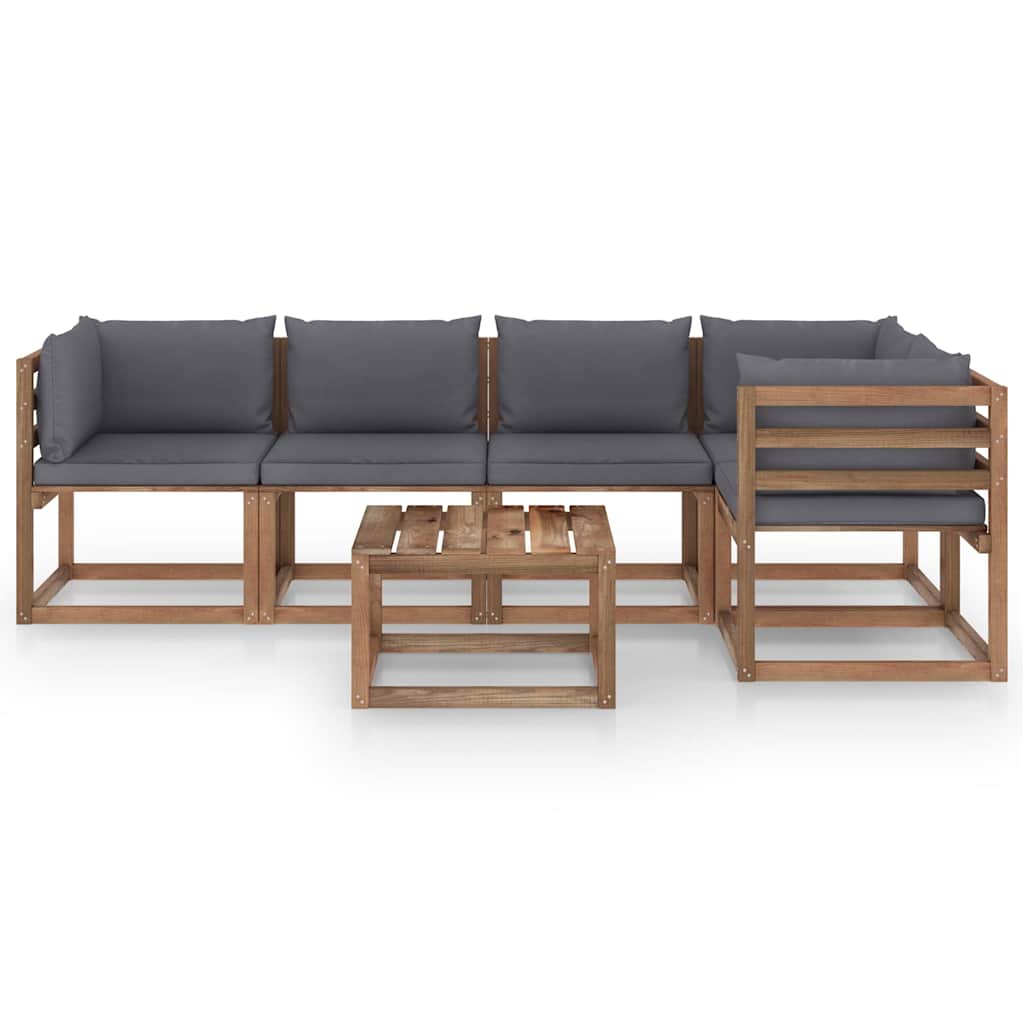 Set Salotto Giardino Pallet 6 pz in Pino con Cuscini
