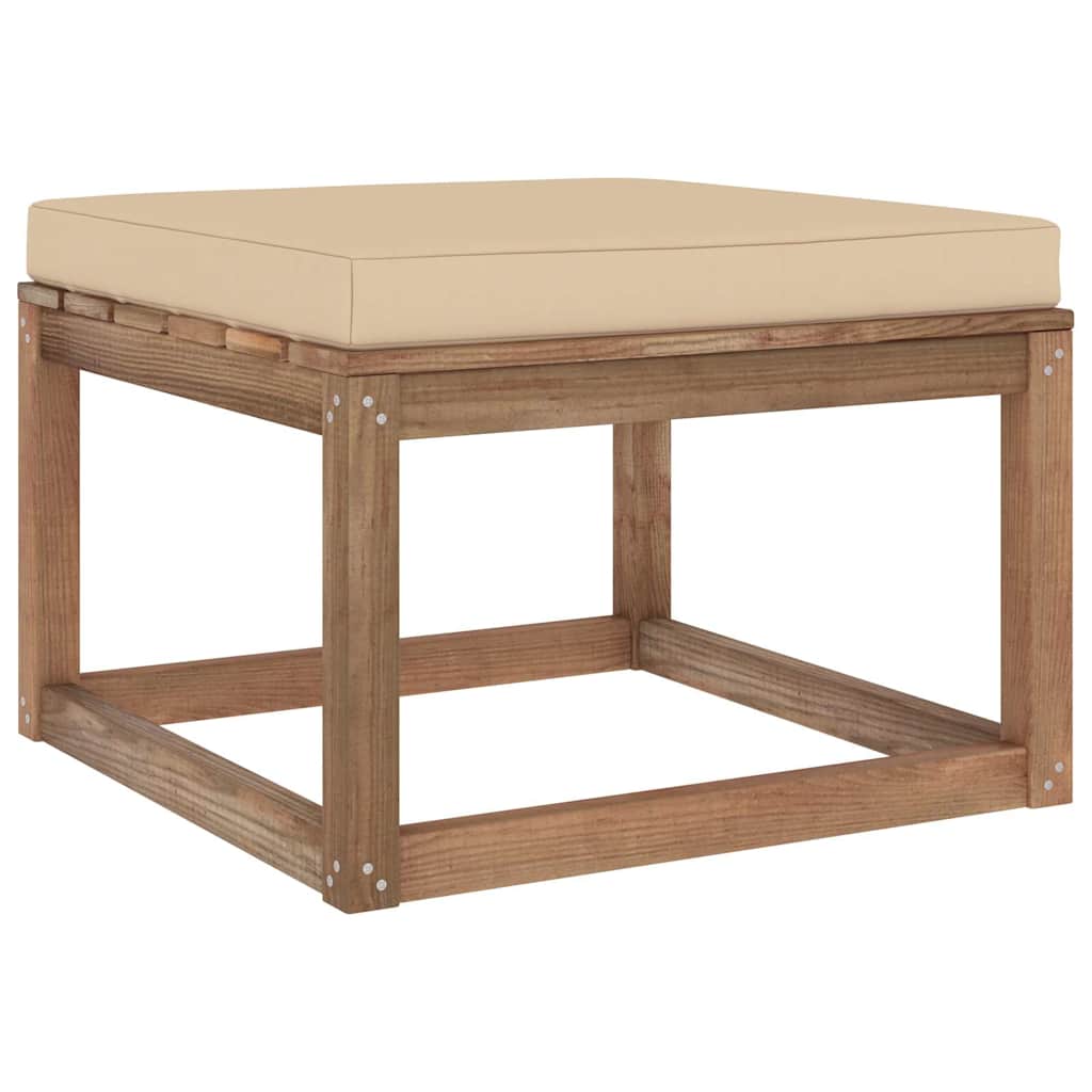 Set Salotto Giardino Pallet con Cuscini 7 pz in Pino Impregnato