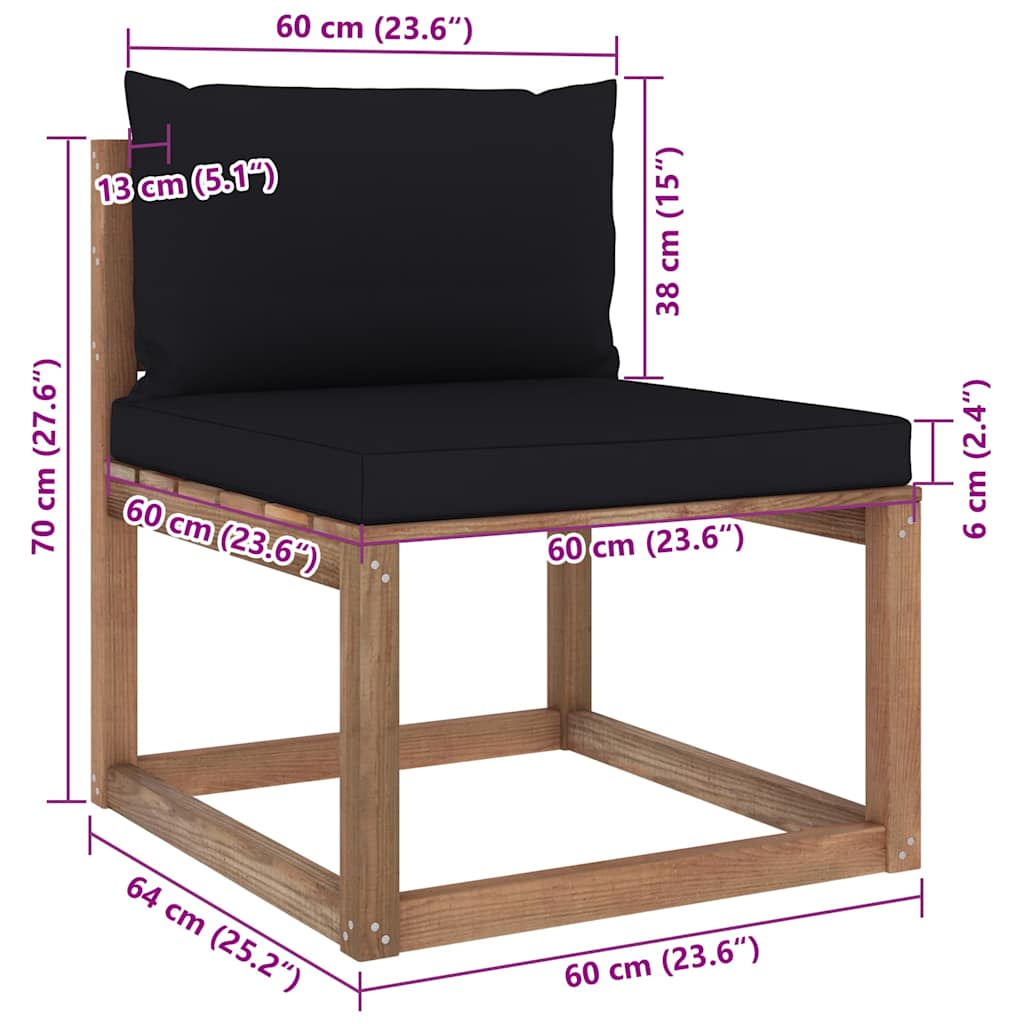 Set Salotto Giardino Pallet con Cuscini 7 pz in Pino Impregnato