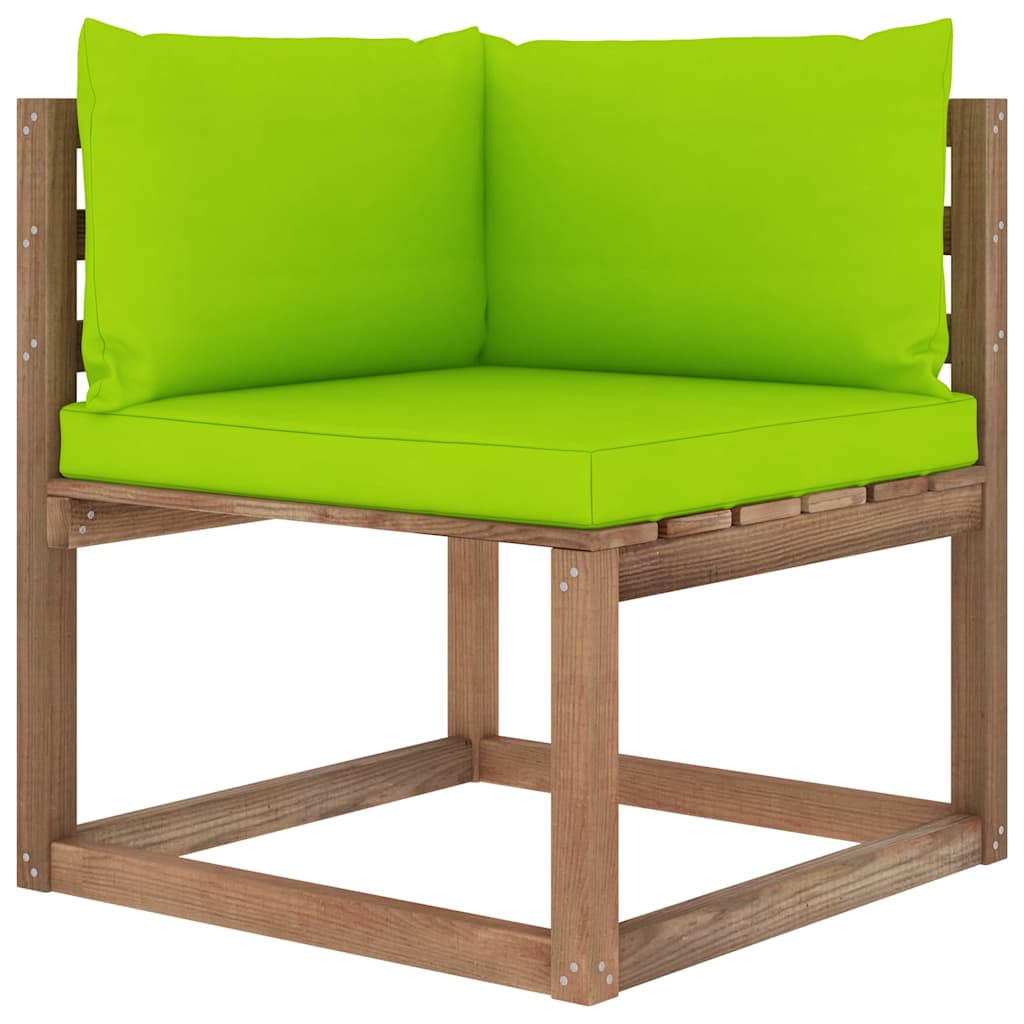 Set Divani Giardino su Pallet 7 pz con Cuscini Pino Impregnato