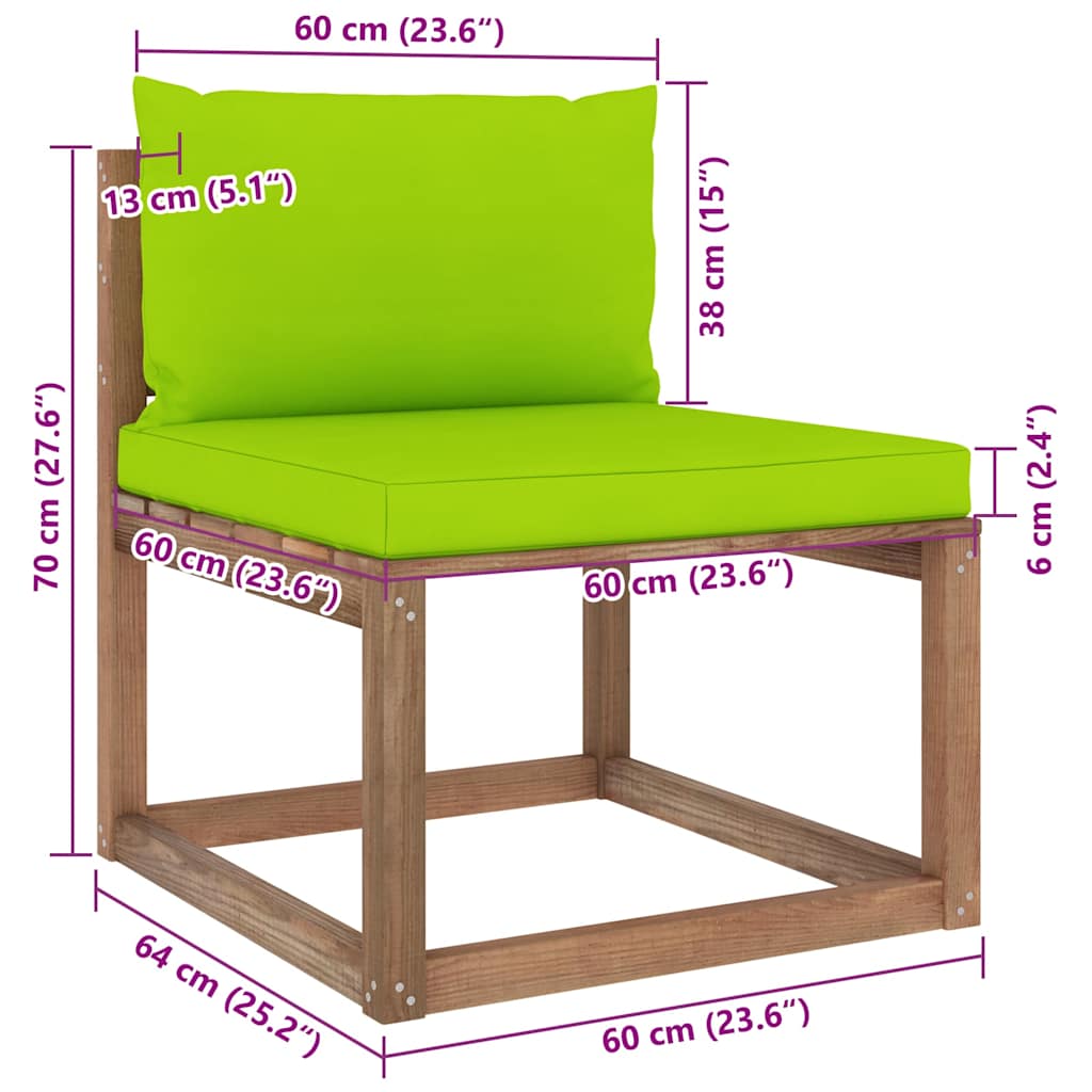 Set Divani Giardino su Pallet 7 pz con Cuscini Pino Impregnato