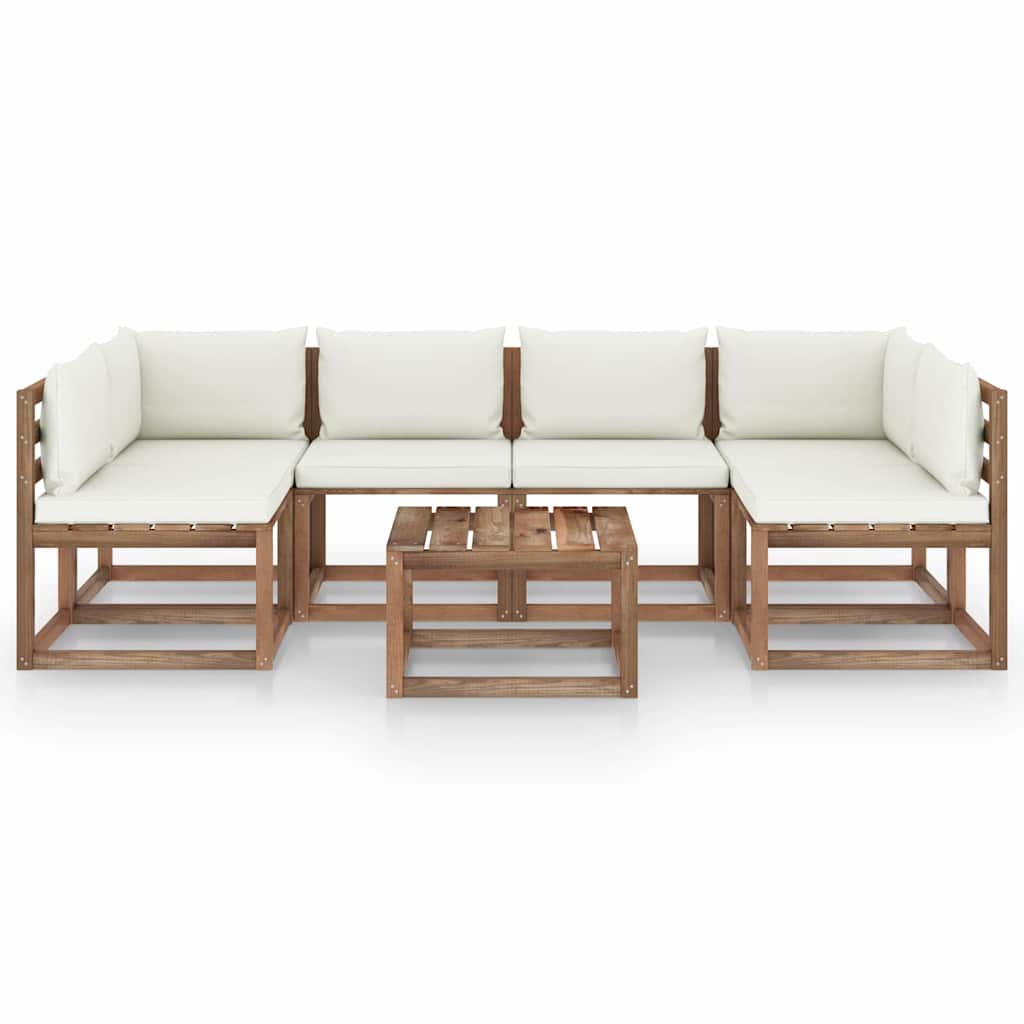 Set Salotto Giardino Pallet con Cuscini 7 pz in Pino Impregnato