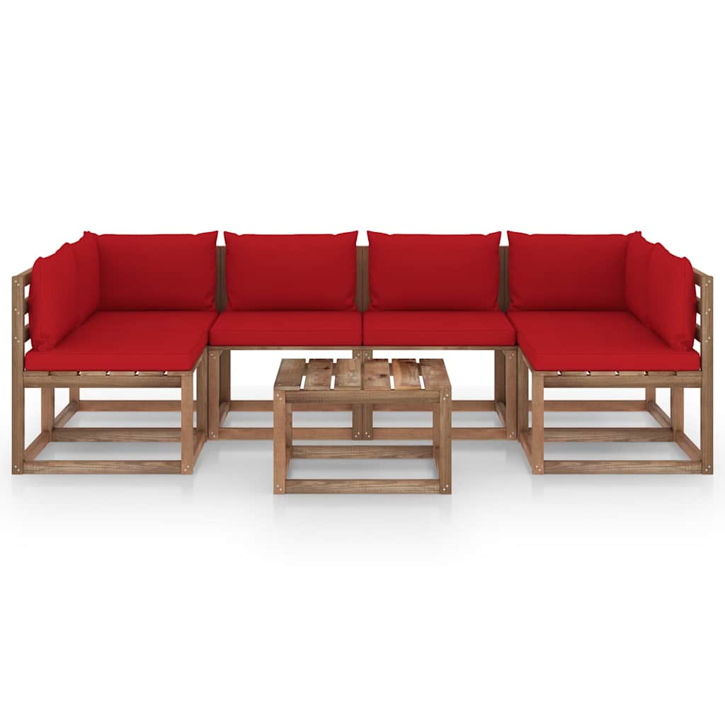 Set Salotto Giardino Pallet con Cuscini 7 pz in Pino Impregnato