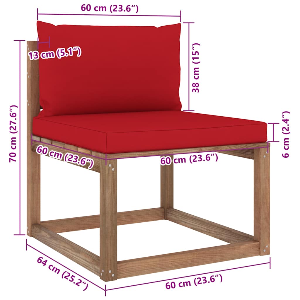 Set Salotto Giardino Pallet con Cuscini 7 pz in Pino Impregnato