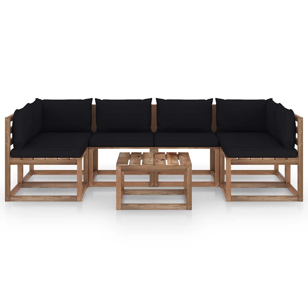 Set Salotto Giardino Pallet con Cuscini 7 pz in Pino Impregnato