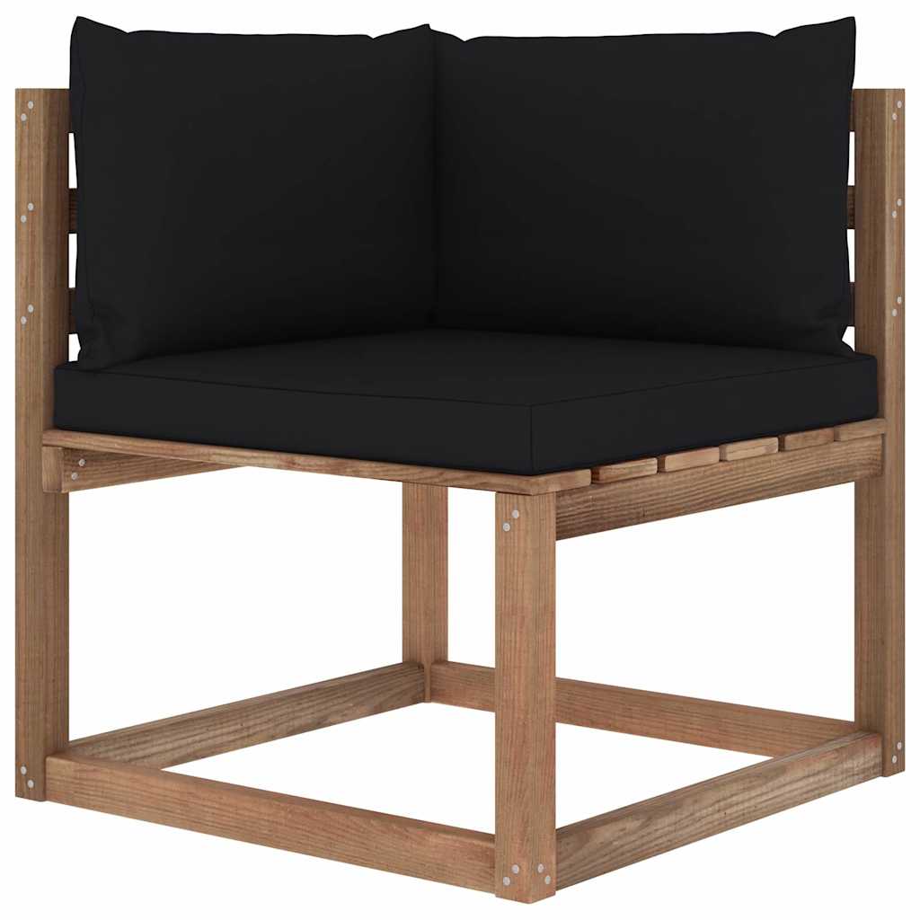 Set Salotto Giardino Pallet con Cuscini 7 pz in Pino Impregnato