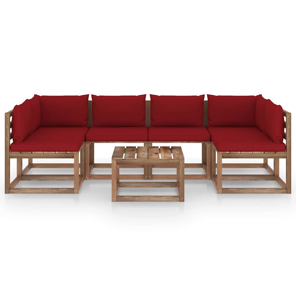 Set Salotto Giardino Pallet con Cuscini 7 pz in Pino Impregnato