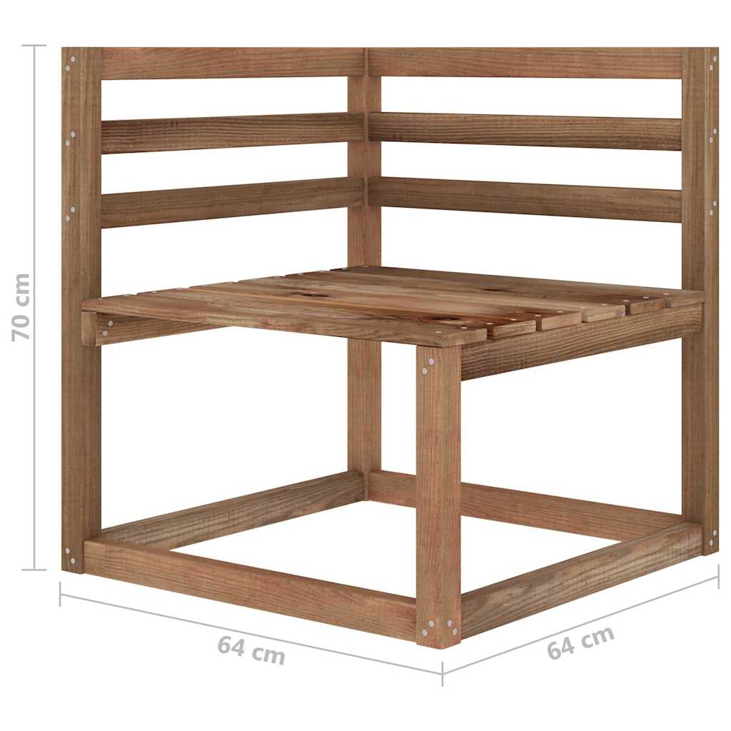 Set Salotto da Giardino 11 pz Legno di Pino Impregnato Marrone