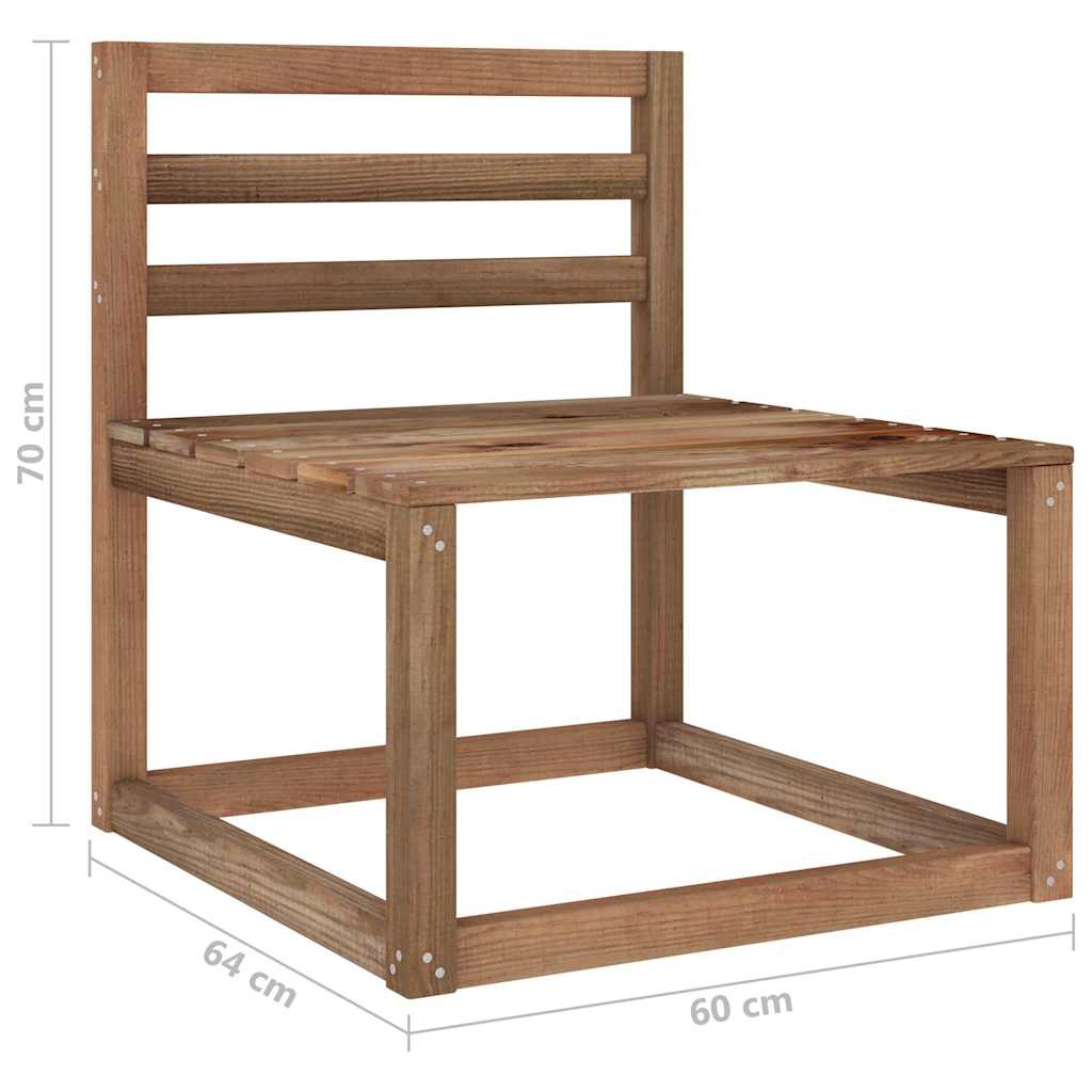 Set Salotto da Giardino 11 pz Legno di Pino Impregnato Marrone