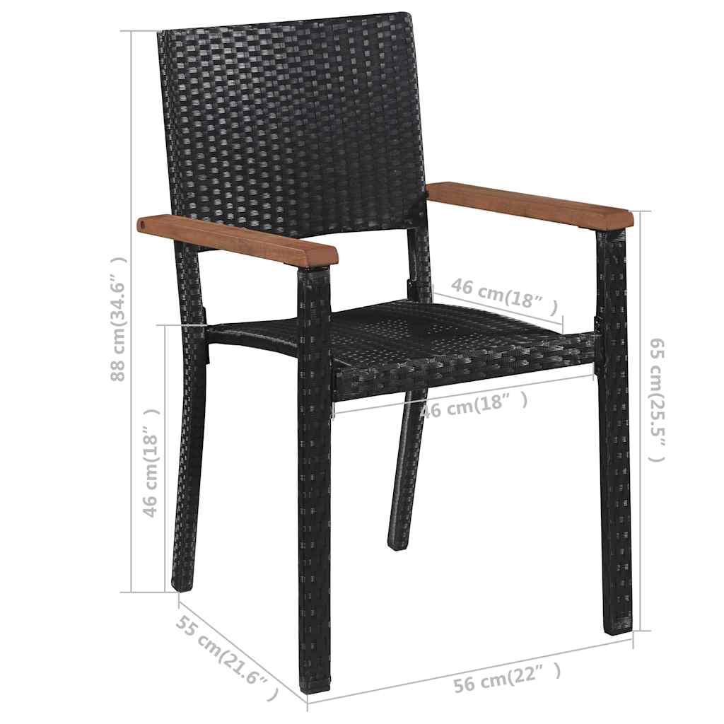Set Mobili da Pranzo per Giardino 5 pz Nero