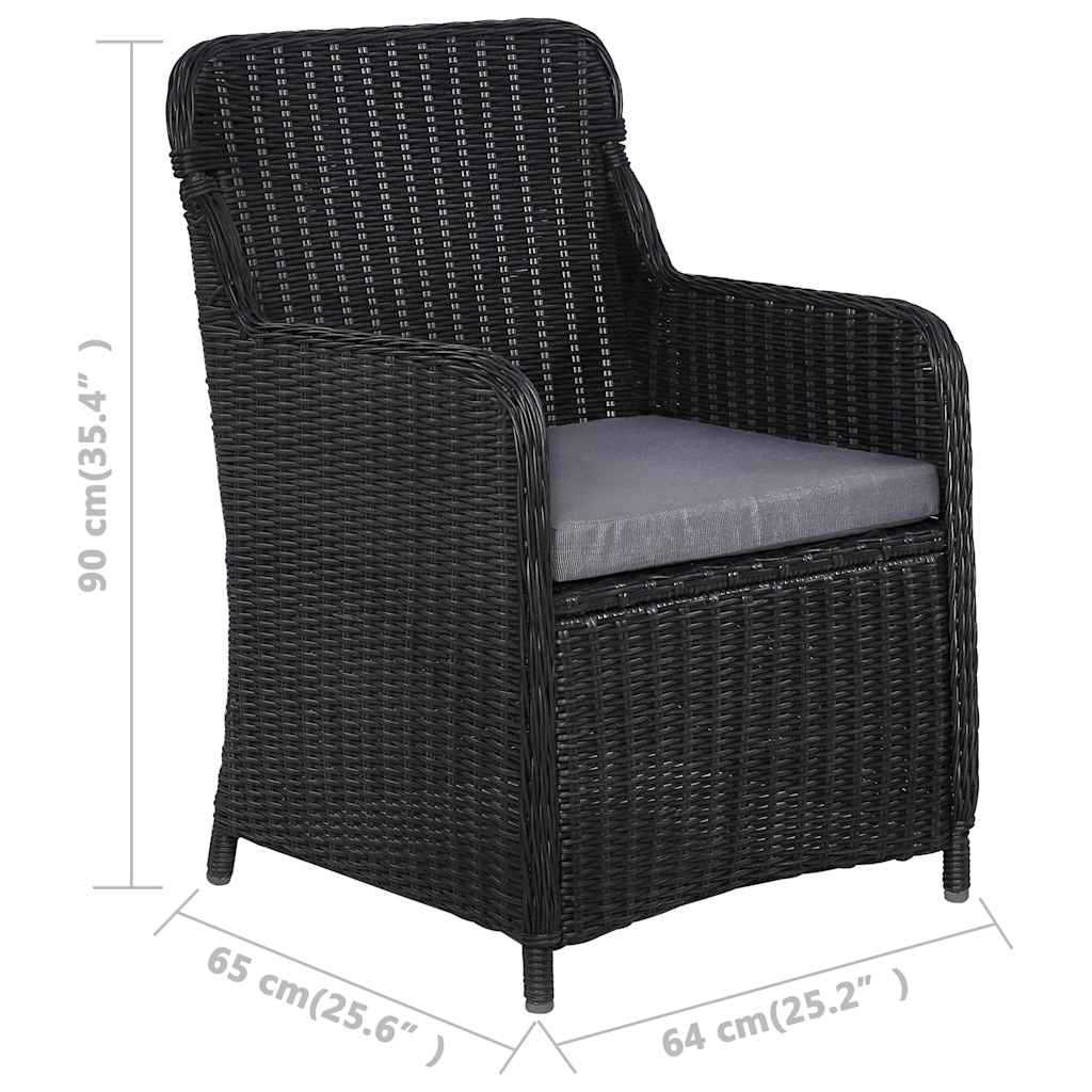 Set Mobili da Pranzo per Giardino 3 pz Nero