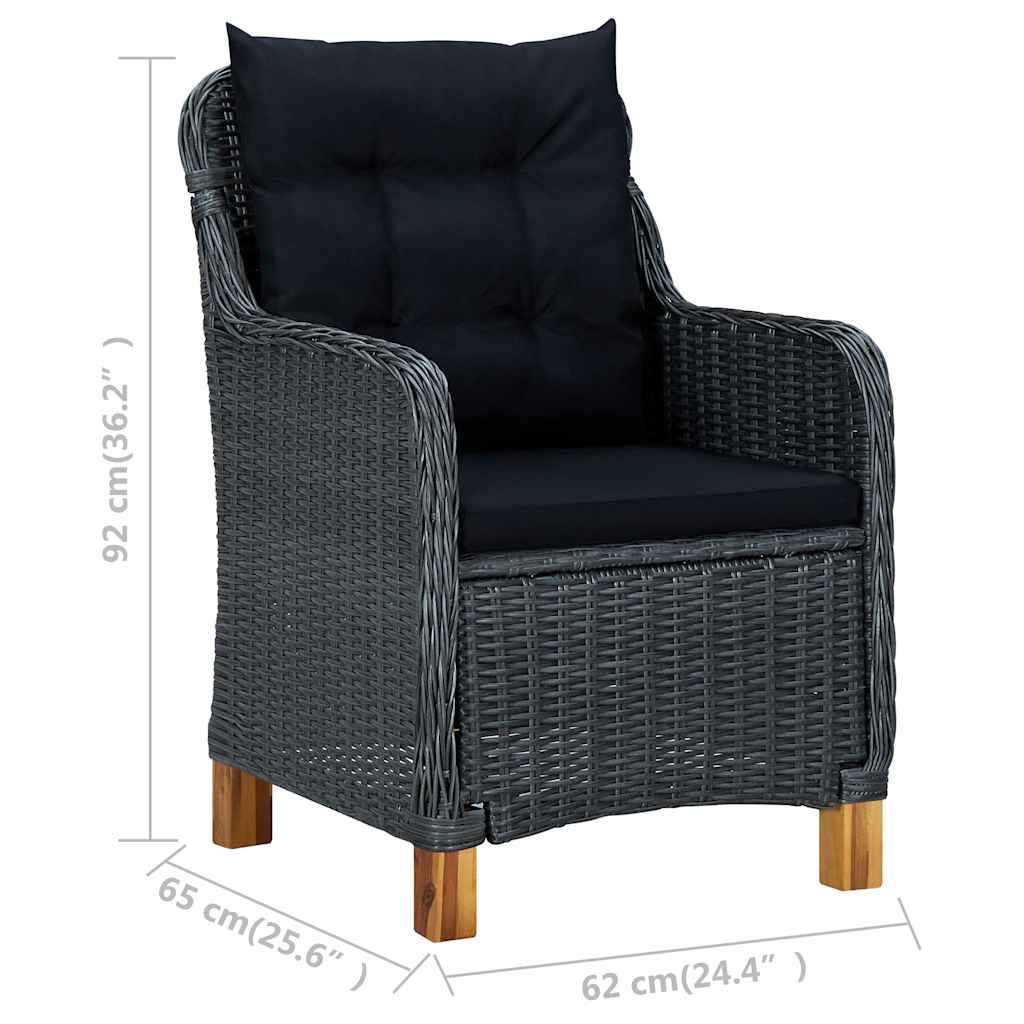 Set Mobili da Pranzo per Giardino 3 pz Grigio Scuro