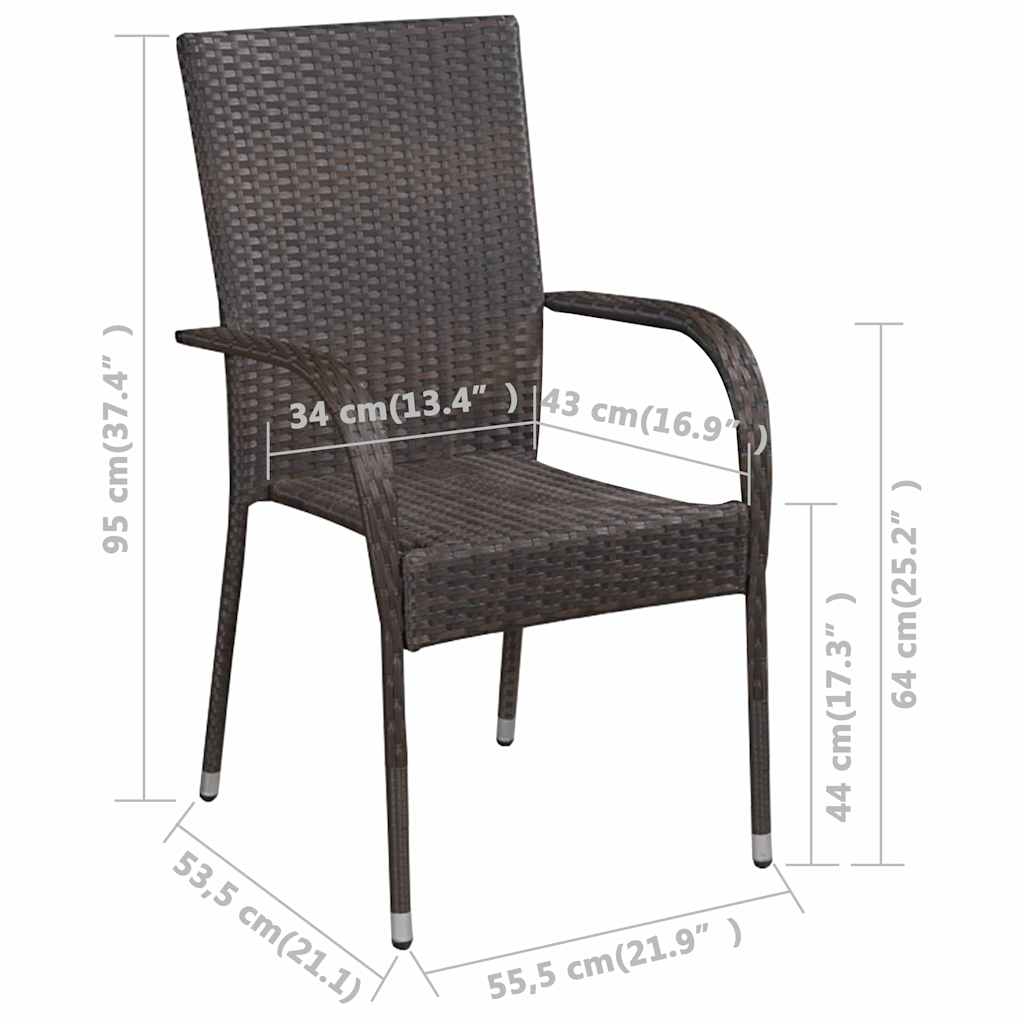 Set Mobili da Pranzo per Giardino 7 pz Marrone