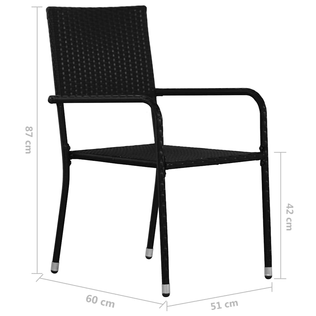 Set Mobili da Pranzo per Giardino 7 pz Nero