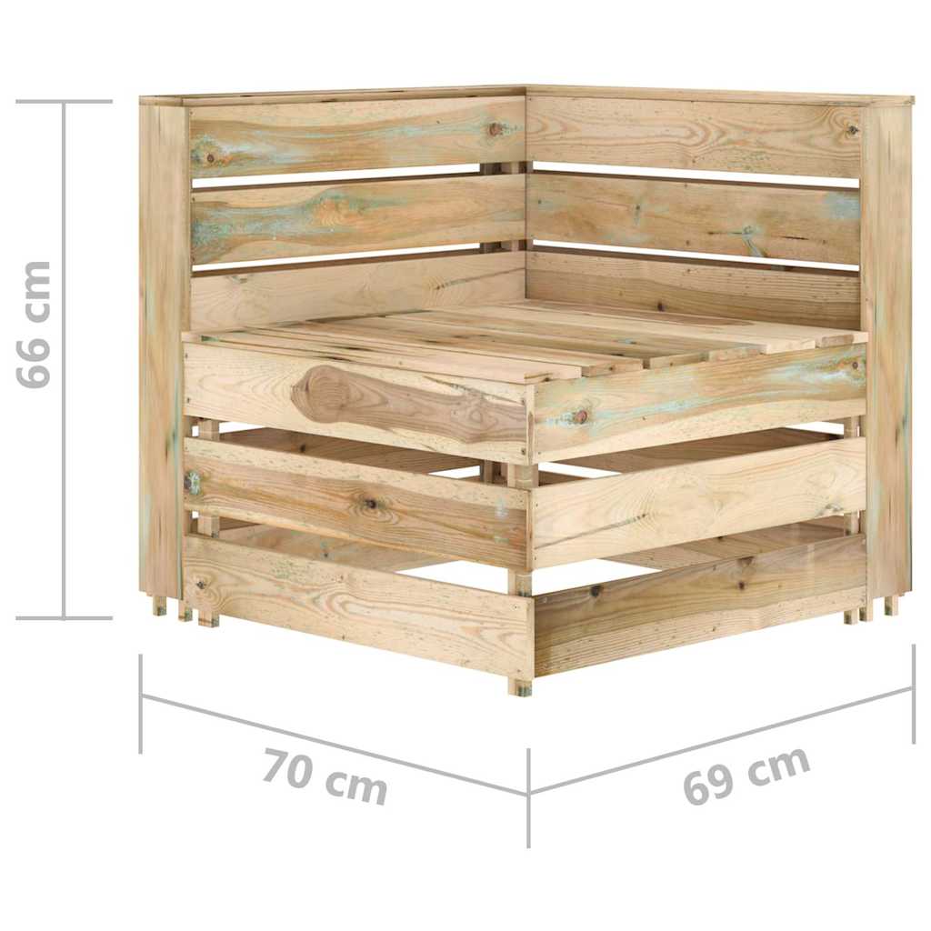 Set Salotto da Giardino 6 pz in Legno di Pino Impregnato Verde