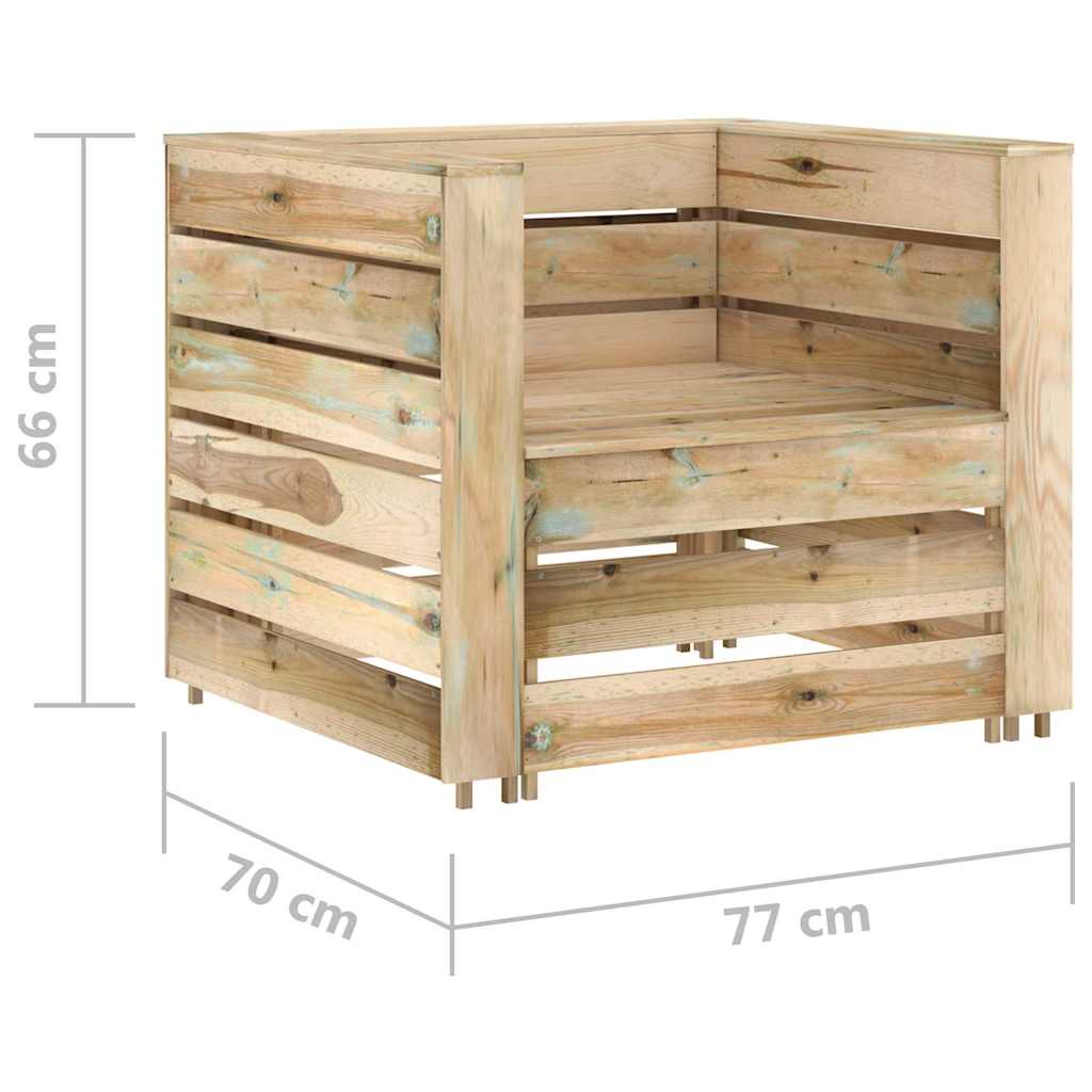 Set Salotto da Giardino 6 pz in Legno di Pino Impregnato Verde