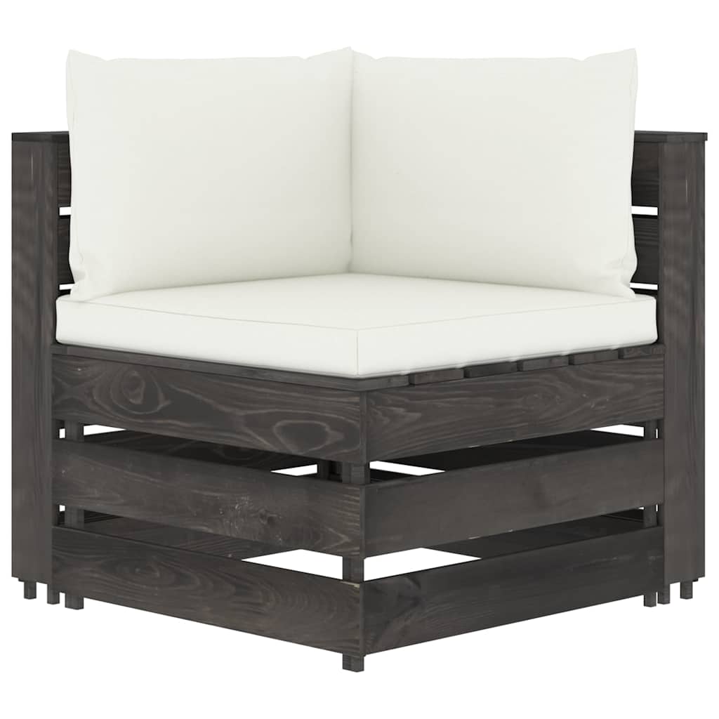 Divano da Giardino 4 Posti con Cuscini Legno Impregnato Grigio
