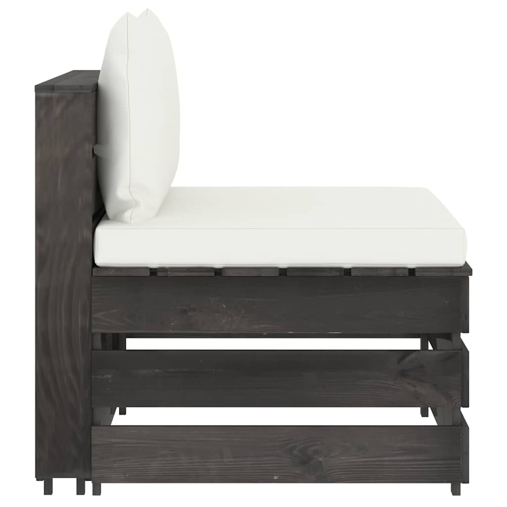 Divano da Giardino 4 Posti con Cuscini Legno Impregnato Grigio