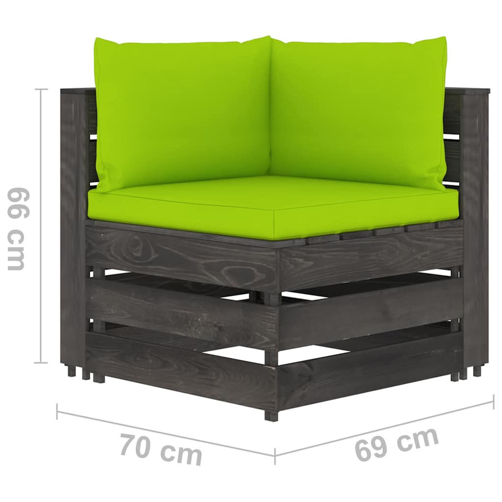 Divano da Giardino 4 Posti con Cuscini Legno Impregnato Grigio