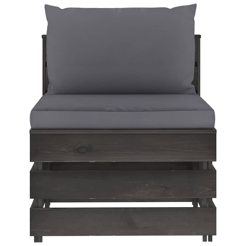 Set Salotto da Giardino 5pz con Cuscini Legno Impregnato Grigio