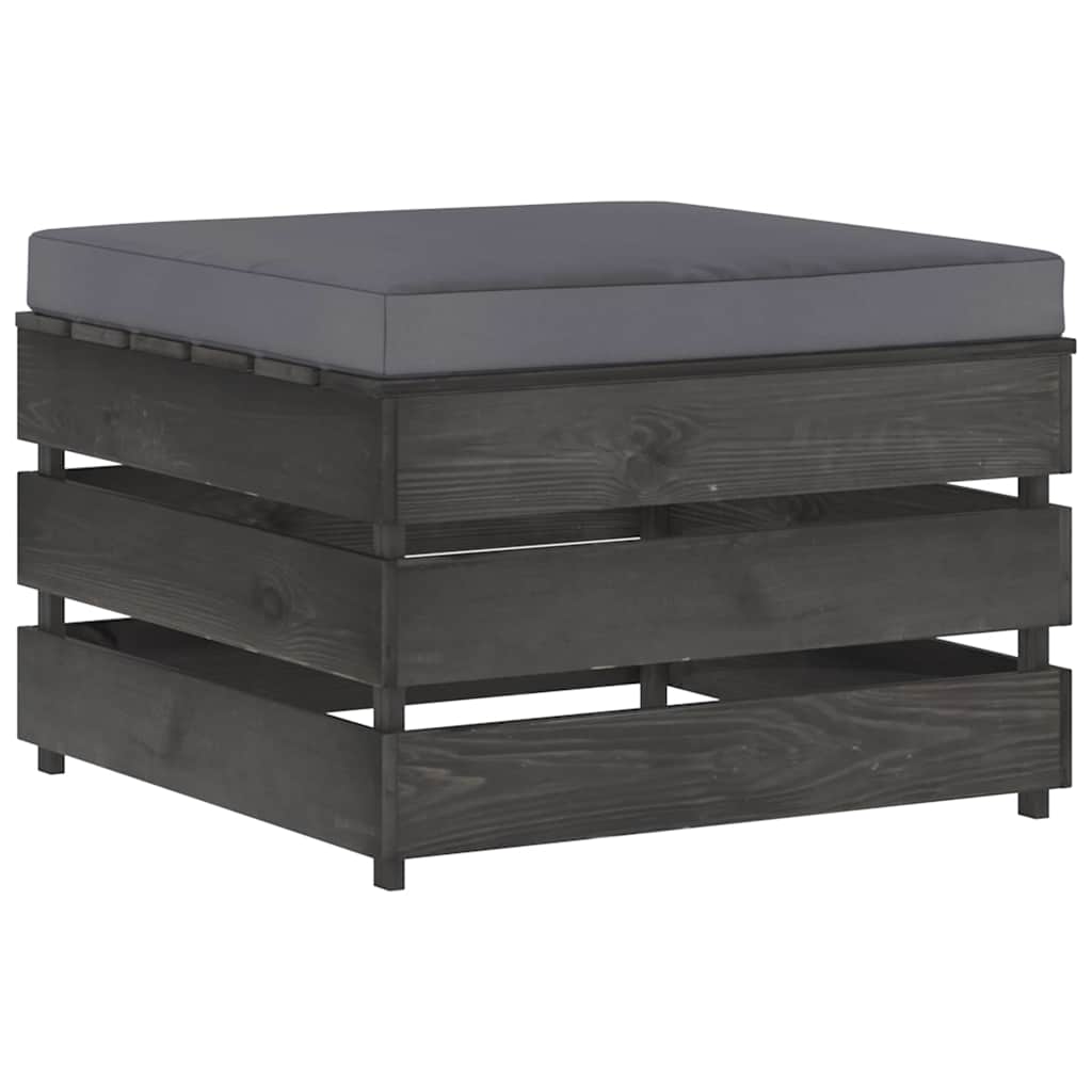 Set Salotto da Giardino 5pz con Cuscini Legno Impregnato Grigio