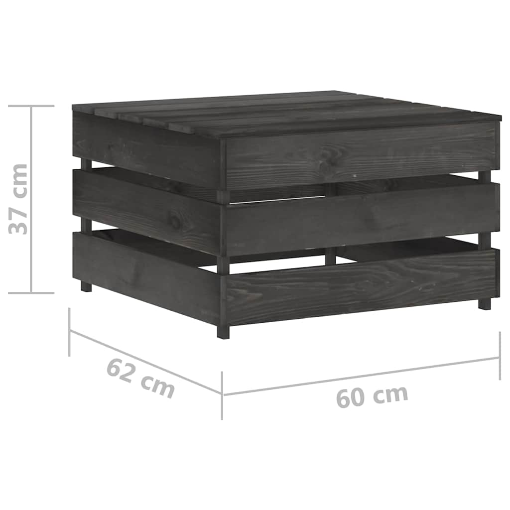 Set Salotto da Giardino 5pz con Cuscini Legno Impregnato Grigio