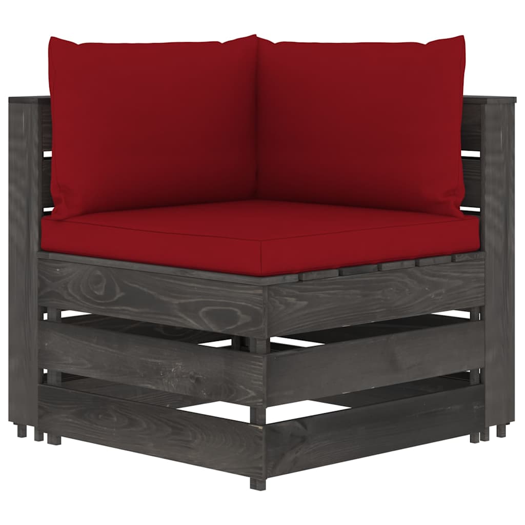 Set Salotto da Giardino con Cuscini 5pz Legno Impregnato Grigio