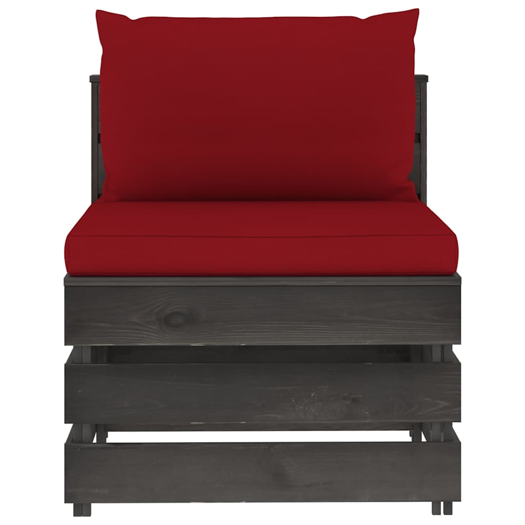 Set Salotto da Giardino con Cuscini 5pz Legno Impregnato Grigio