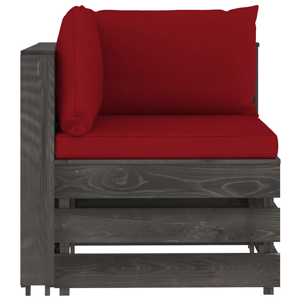 Set Salotto da Giardino con Cuscini 5pz Legno Impregnato Grigio