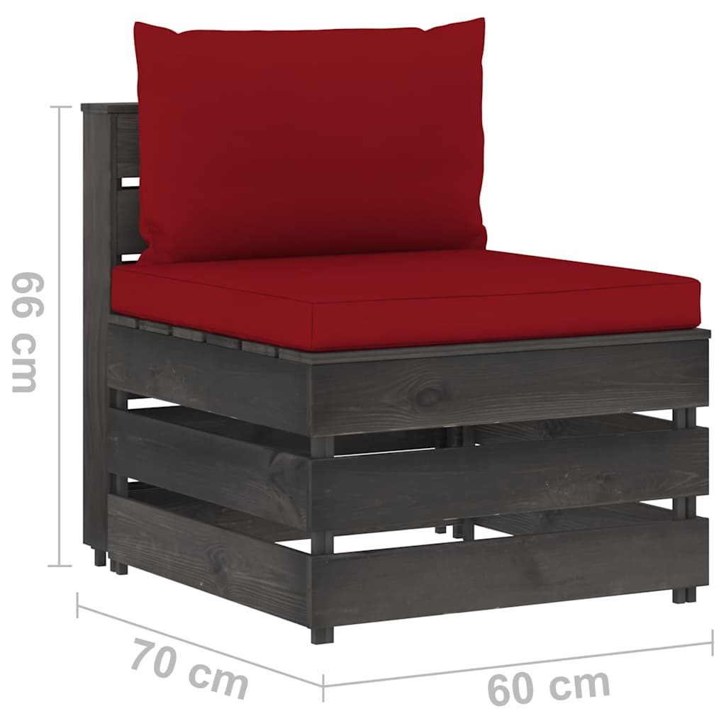 Set Salotto da Giardino con Cuscini 5pz Legno Impregnato Grigio