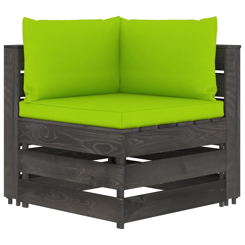 Set Divani da Giardino con Cuscini 5 pz Legno Impregnato Grigio
