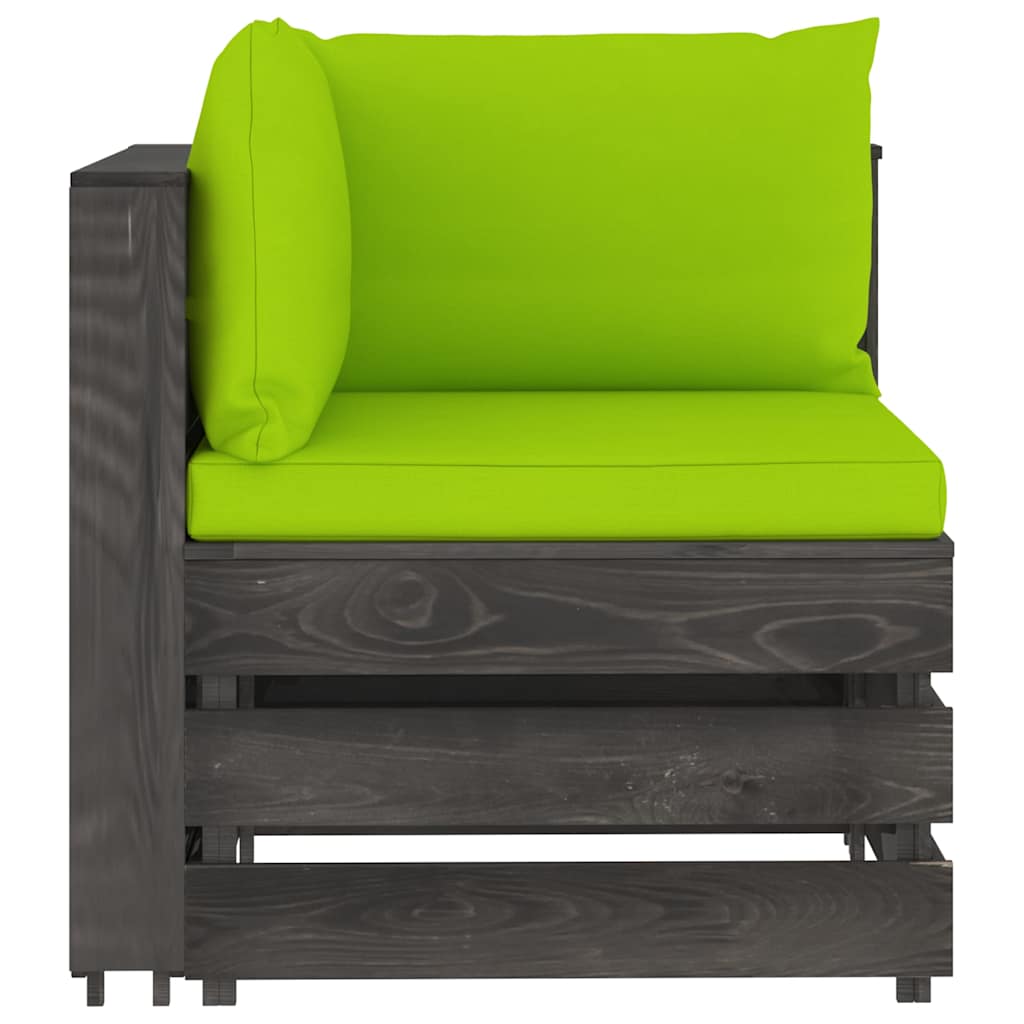 Set Divani da Giardino con Cuscini 5 pz Legno Impregnato Grigio