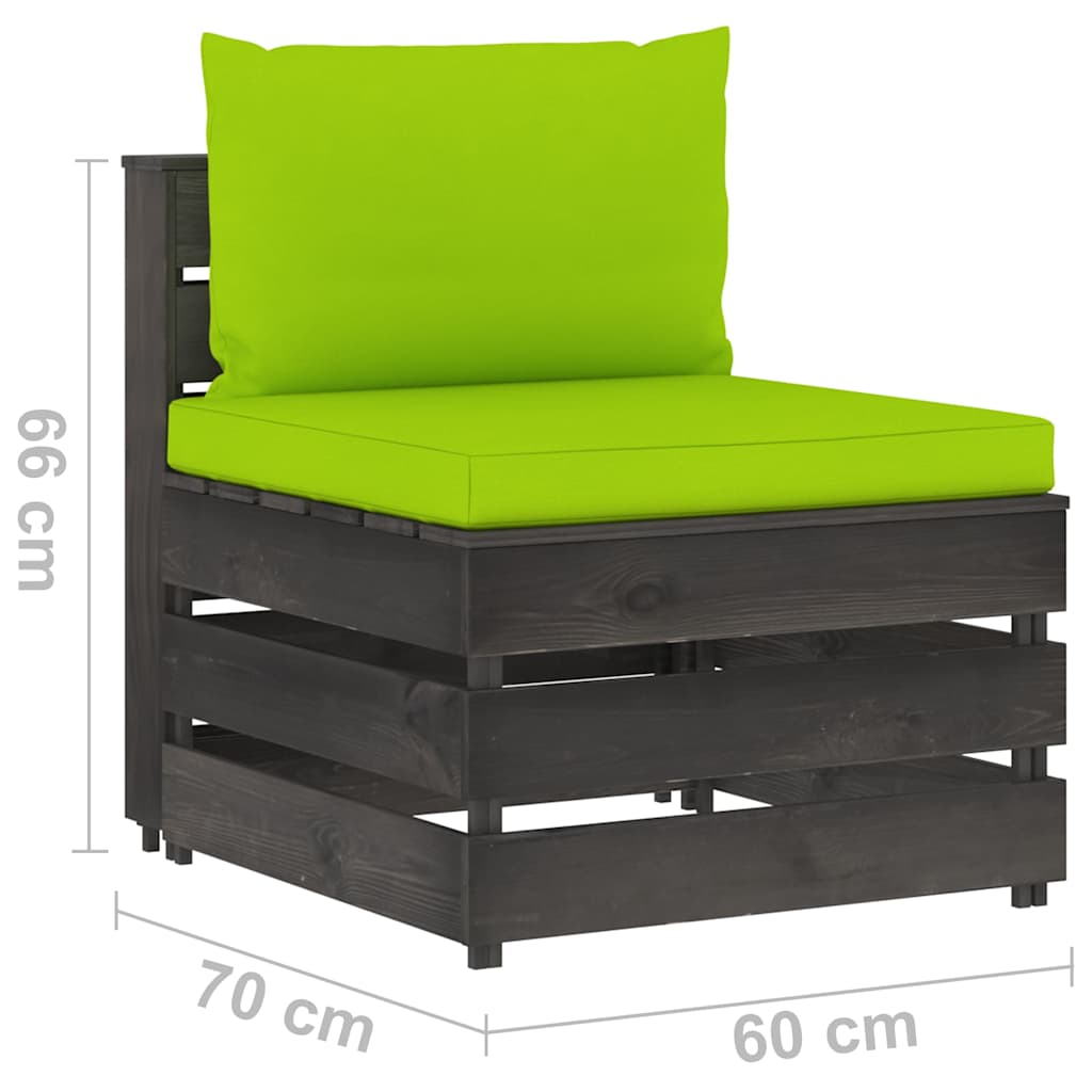 Set Divani da Giardino con Cuscini 5 pz Legno Impregnato Grigio