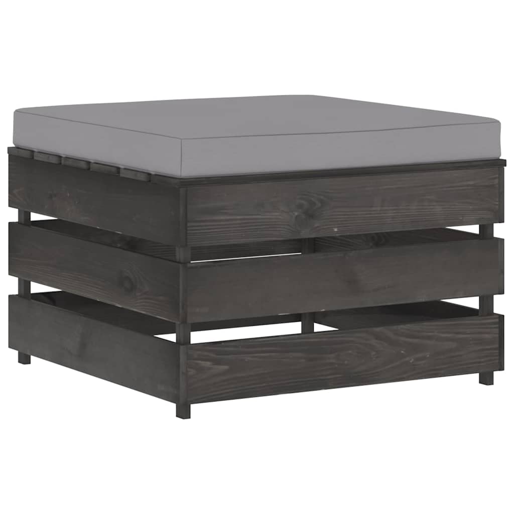 Set Salotto da Giardino 5pz con Cuscini Legno Impregnato Grigio