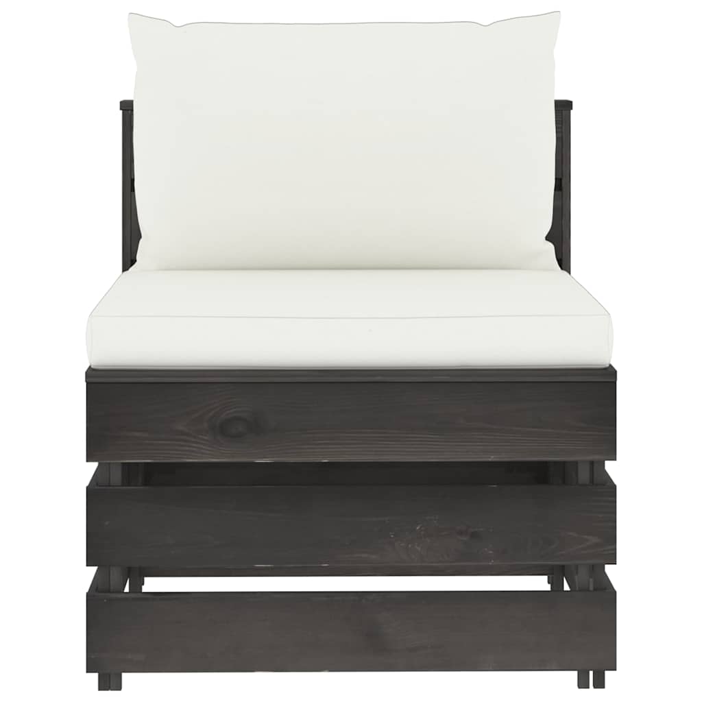 Set Salotto da Giardino 5pz con Cuscini Legno Impregnato Grigio