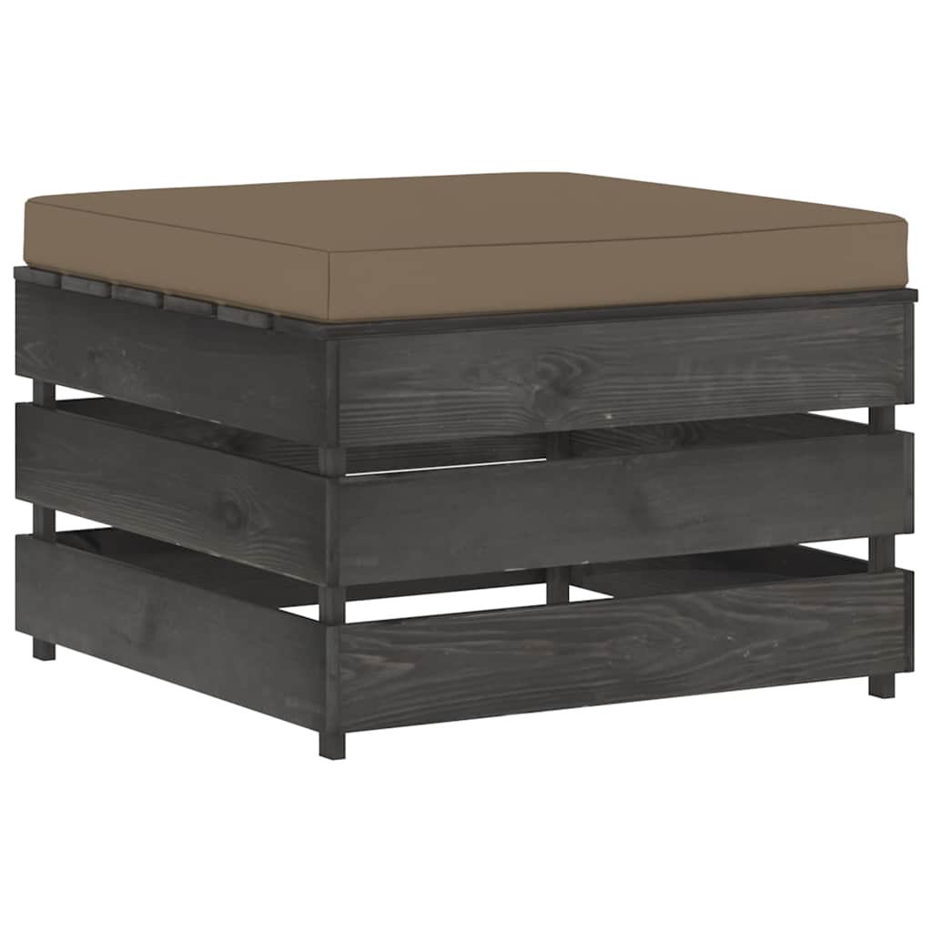 Set Salotto da Giardino 5pz con Cuscini Legno Impregnato Grigio