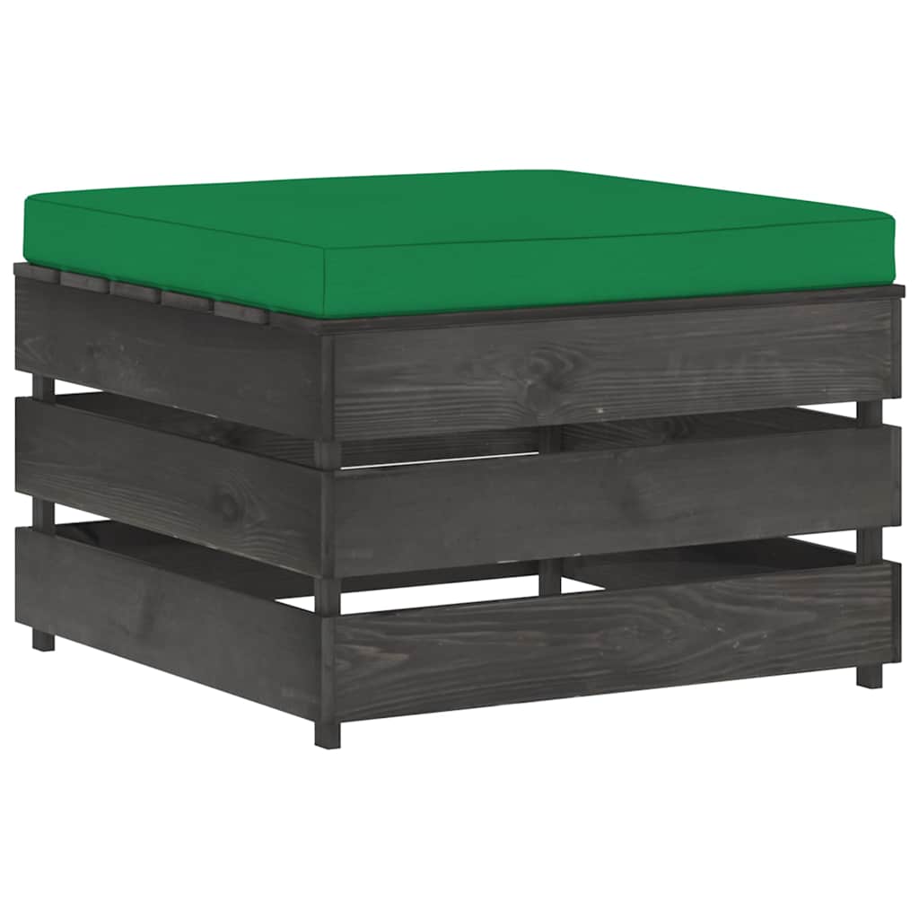 Set Salotto da Giardino 6pz con Cuscini Legno Impregnato Grigio