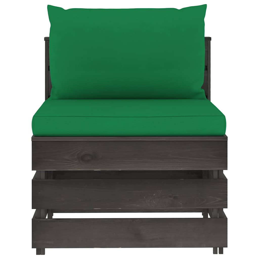 Set Salotto da Giardino 6pz con Cuscini Legno Impregnato Grigio
