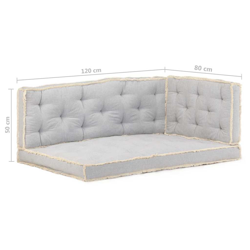 Set Cuscini per Divano in Pallet 3 pz Grigi